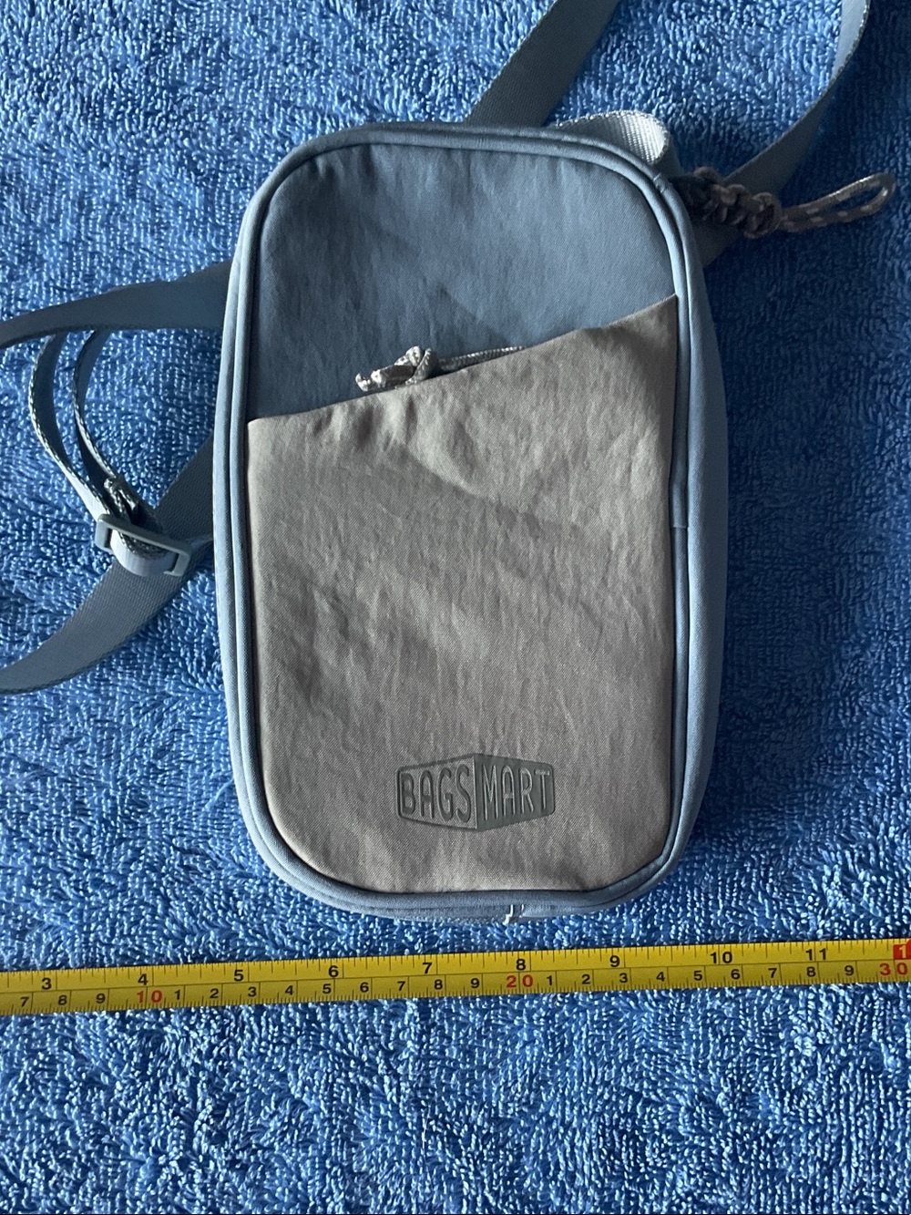 Womens Two-Tone Blue and Gray Crossbody Bag